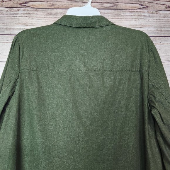 Norton McNaughton Button Up Shirt Women's Size 12 Green 3/4 Sleeve Linen Blend - Picture 9 of 13